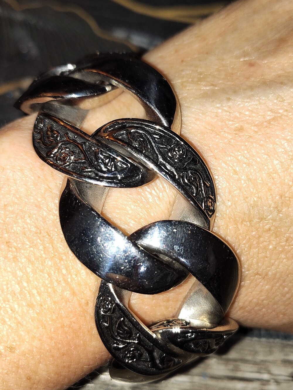 Vintage Silver Tone Chunky Chain Bracelet